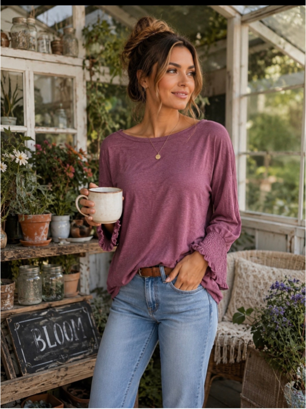 Women's Dokotoo Long Sleeve Tee, Size L, Purple